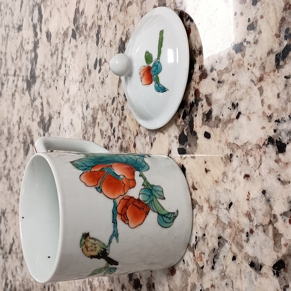Vintage Chinese Porcelain Tea/cofee Mug Cup with Lid - Picture 6 of 6